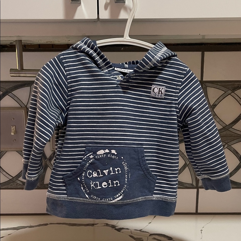 Calvin Klein Kids Navy Striped Hoodie